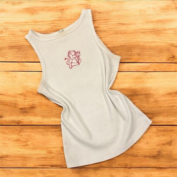 John Galt J Galt White Devil Embroidered Tank Top T Shirt S Small Graphic - Picture 1 of 9